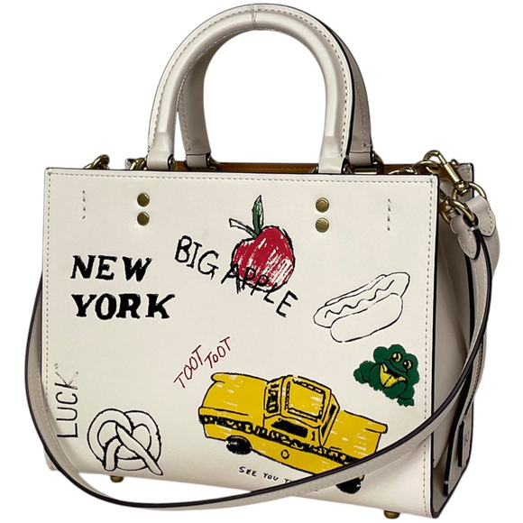 OTHERS Handbags - Coach Rogue 25 Sketch Print 2-Way Leather Handbag, White, CAN04, Women's